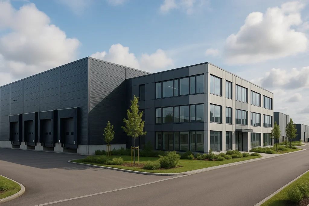 Modern lager- och kontorsfastighet i Berga Industriområde, Helsingborg, med goda kommunikationsmöjligheter.
